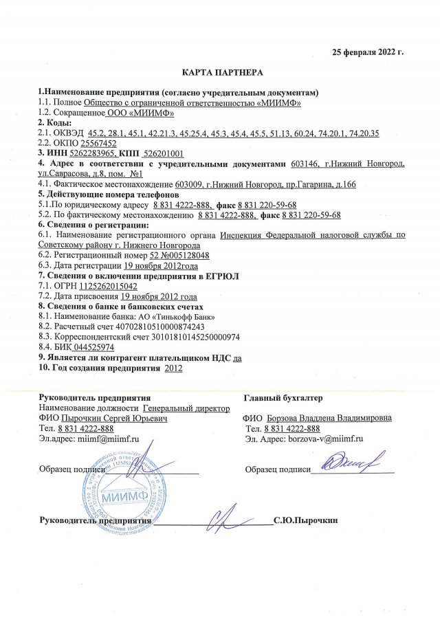 Карта партнера